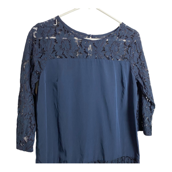Abercrombie & Fitch Navy Blue Lace Long Sleeve A-Line Dress Size Small - Picture 3 of 14